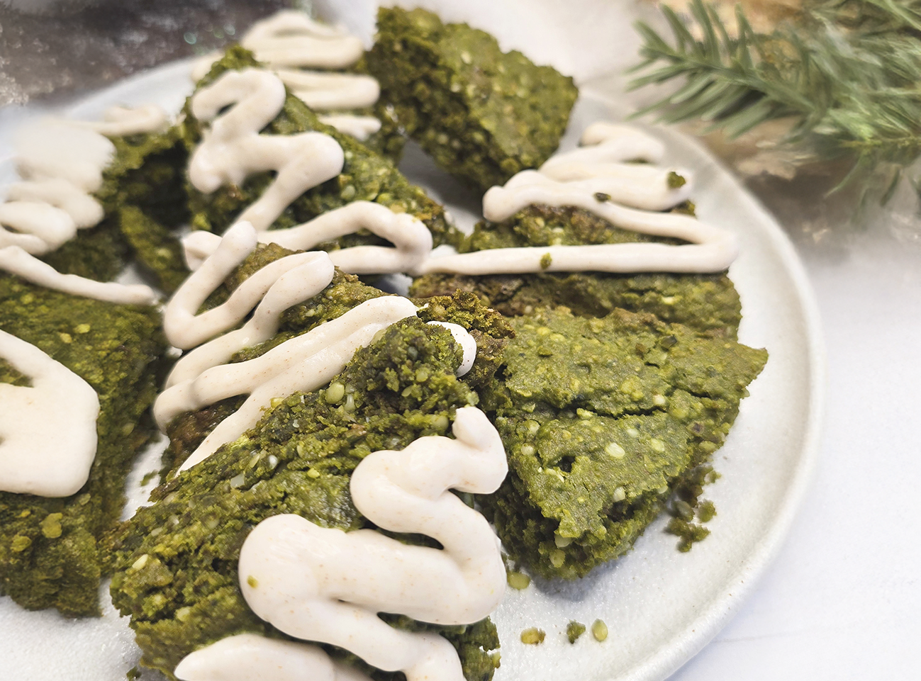 Christmas Tree Matcha Blondies