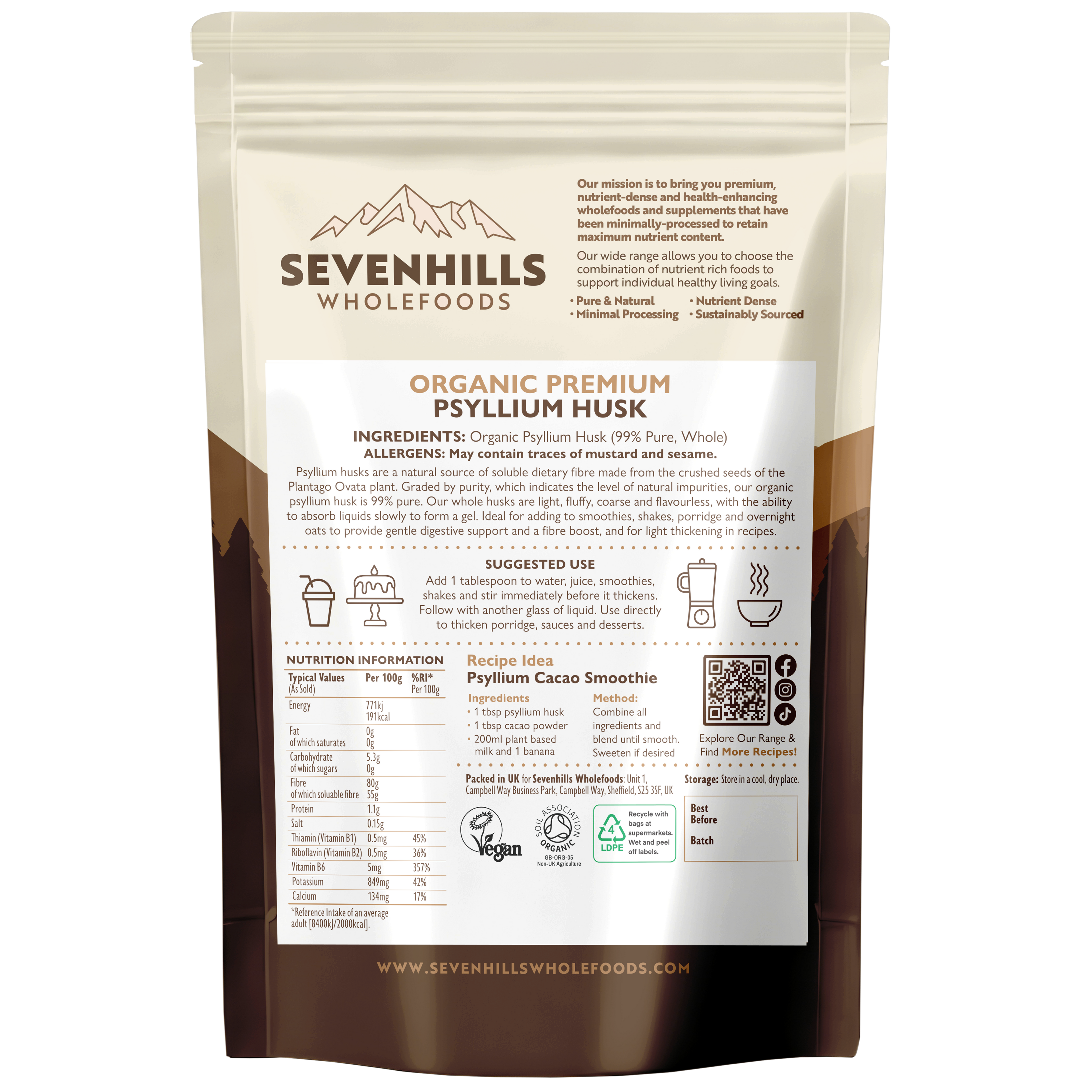 Premium Organic Psyllium Husk for High Fibre Support & Digestion