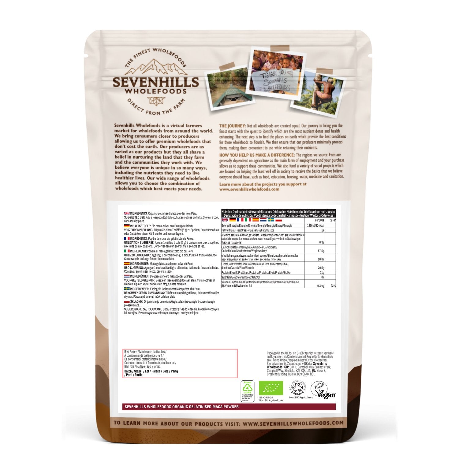 Sevenhills Wholefoods poudre de maca rouge bio