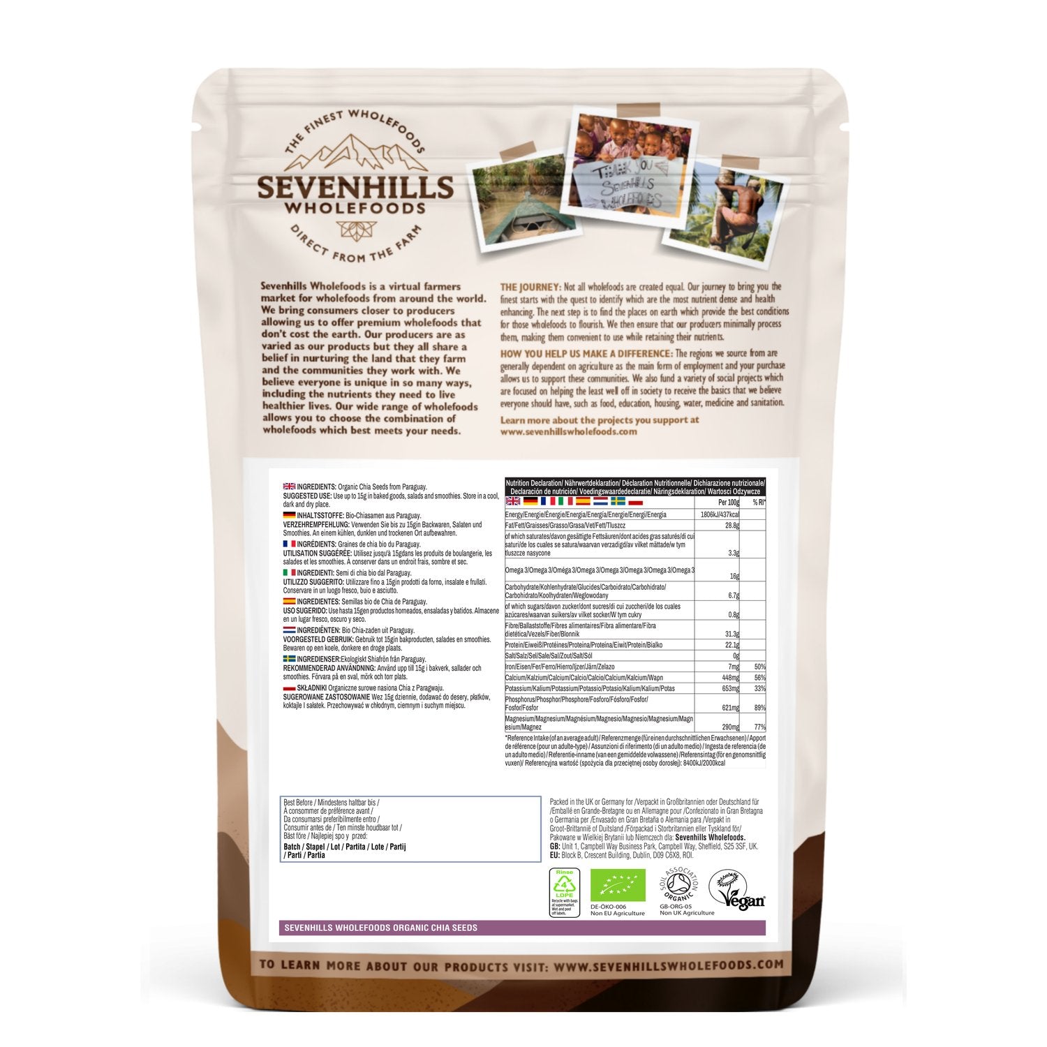 Calories in Chia Seeds by Sevenhills Wholefoods and Nutrition Facts