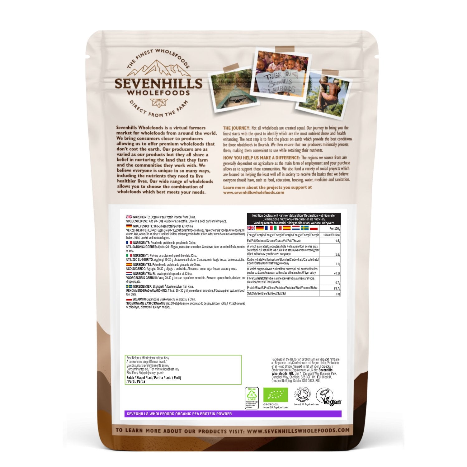 Sevenhills Wholefoods protéine de pois bio en poudre