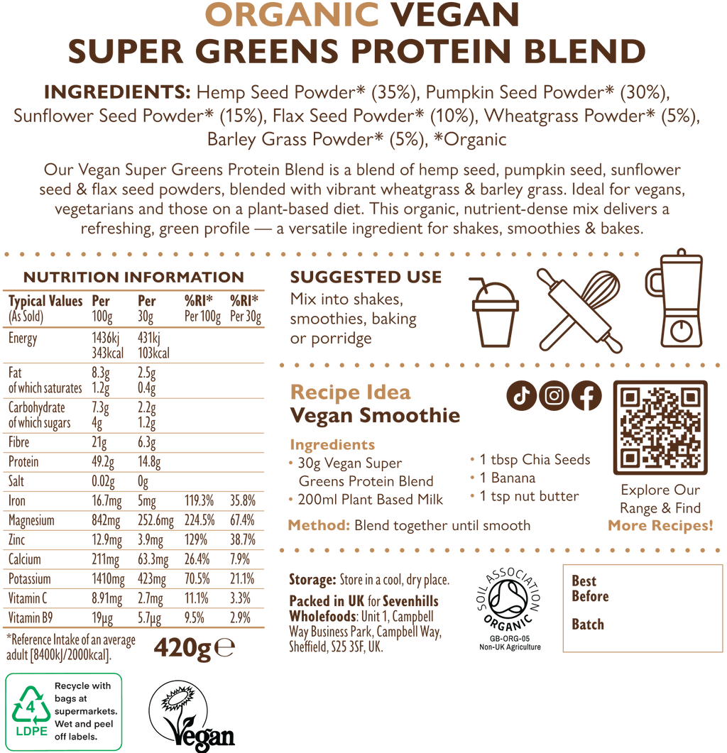 Organic Vegan Super Green Protein Blend