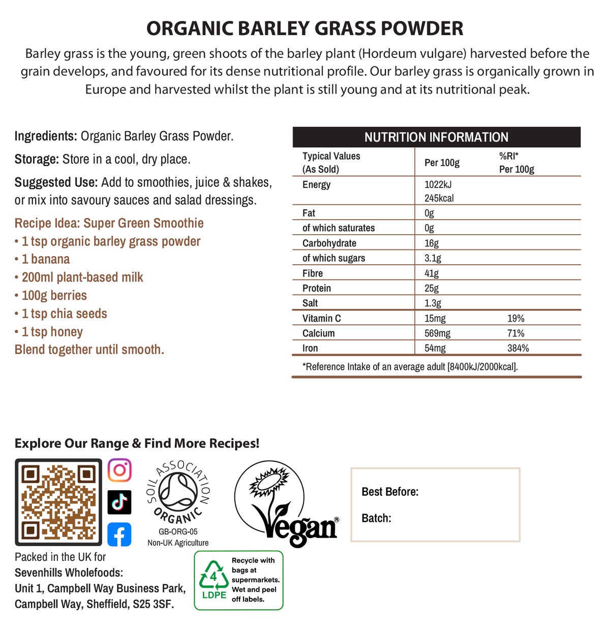 Organic European Barley Grass Powder