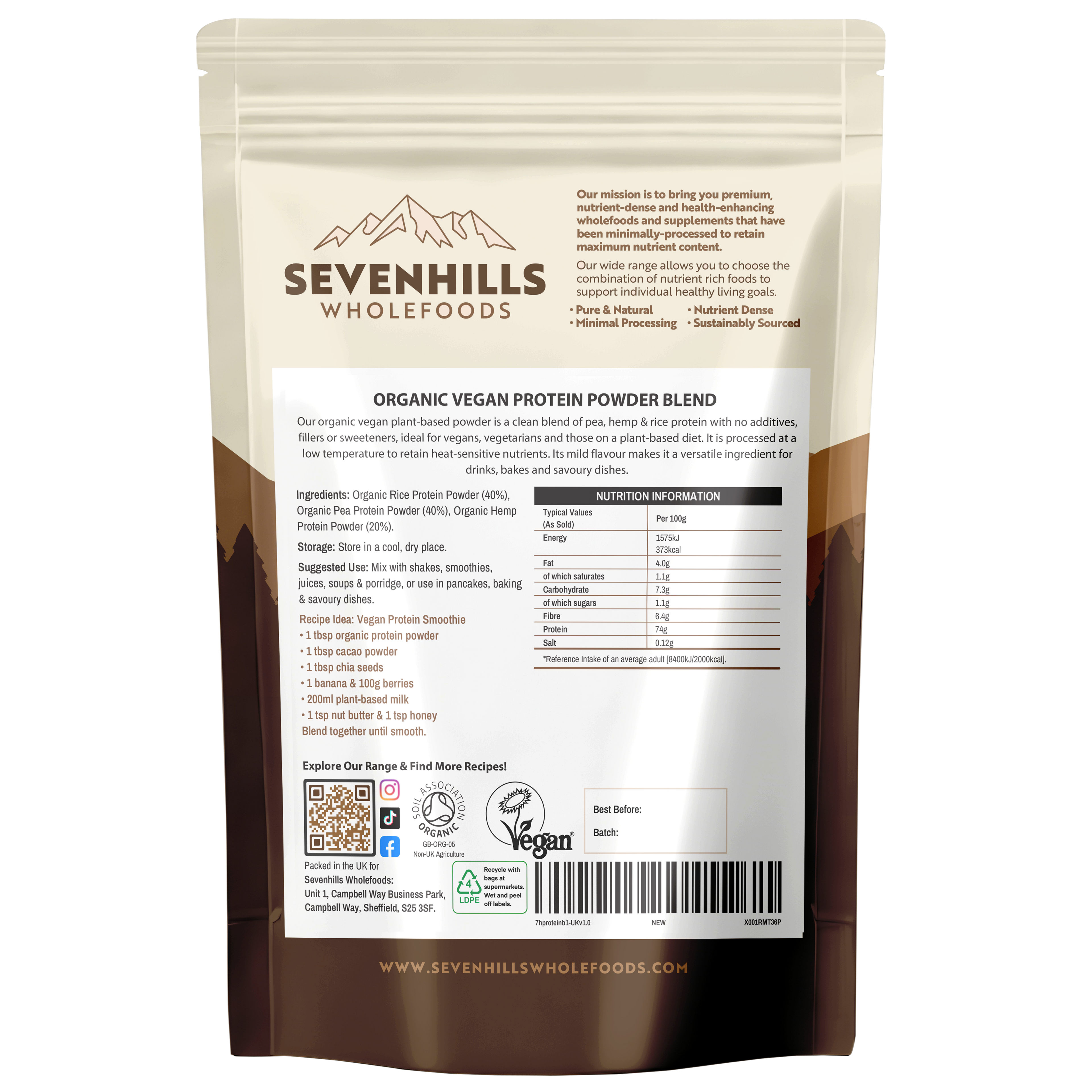 Organic Vegan Natural Protein Powder Blend