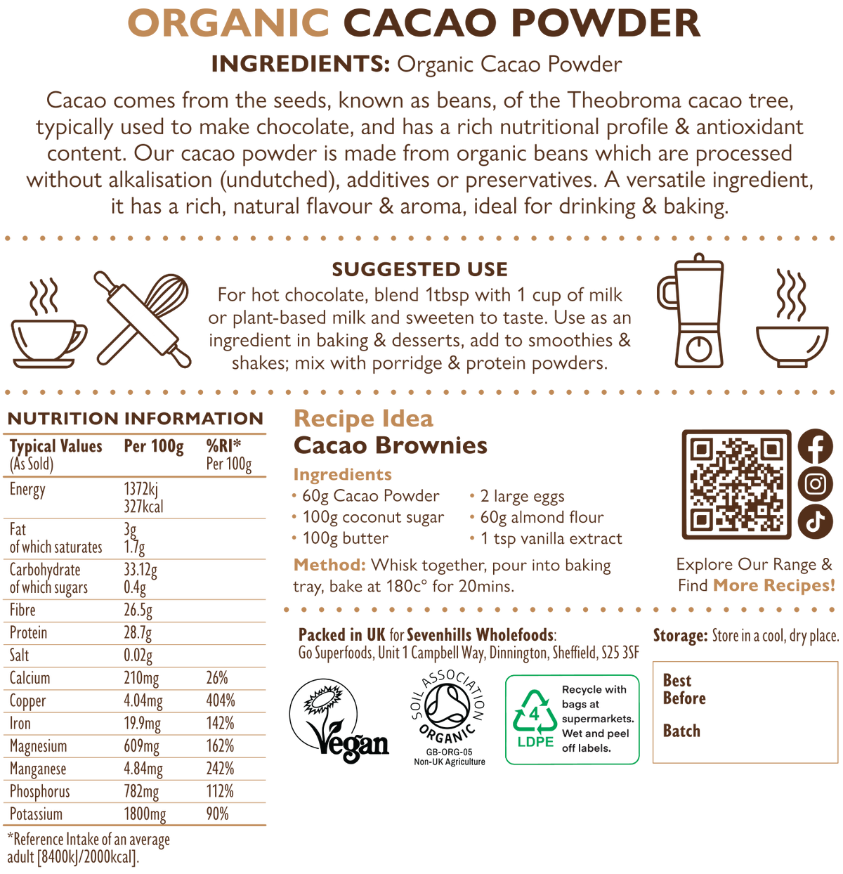 Organic Cacao Powder - Non-alkalised
