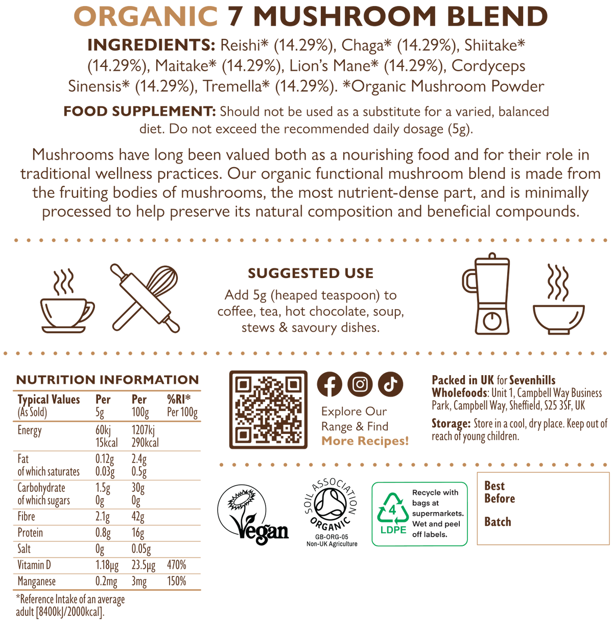 Organic Seven Mushroom Blend