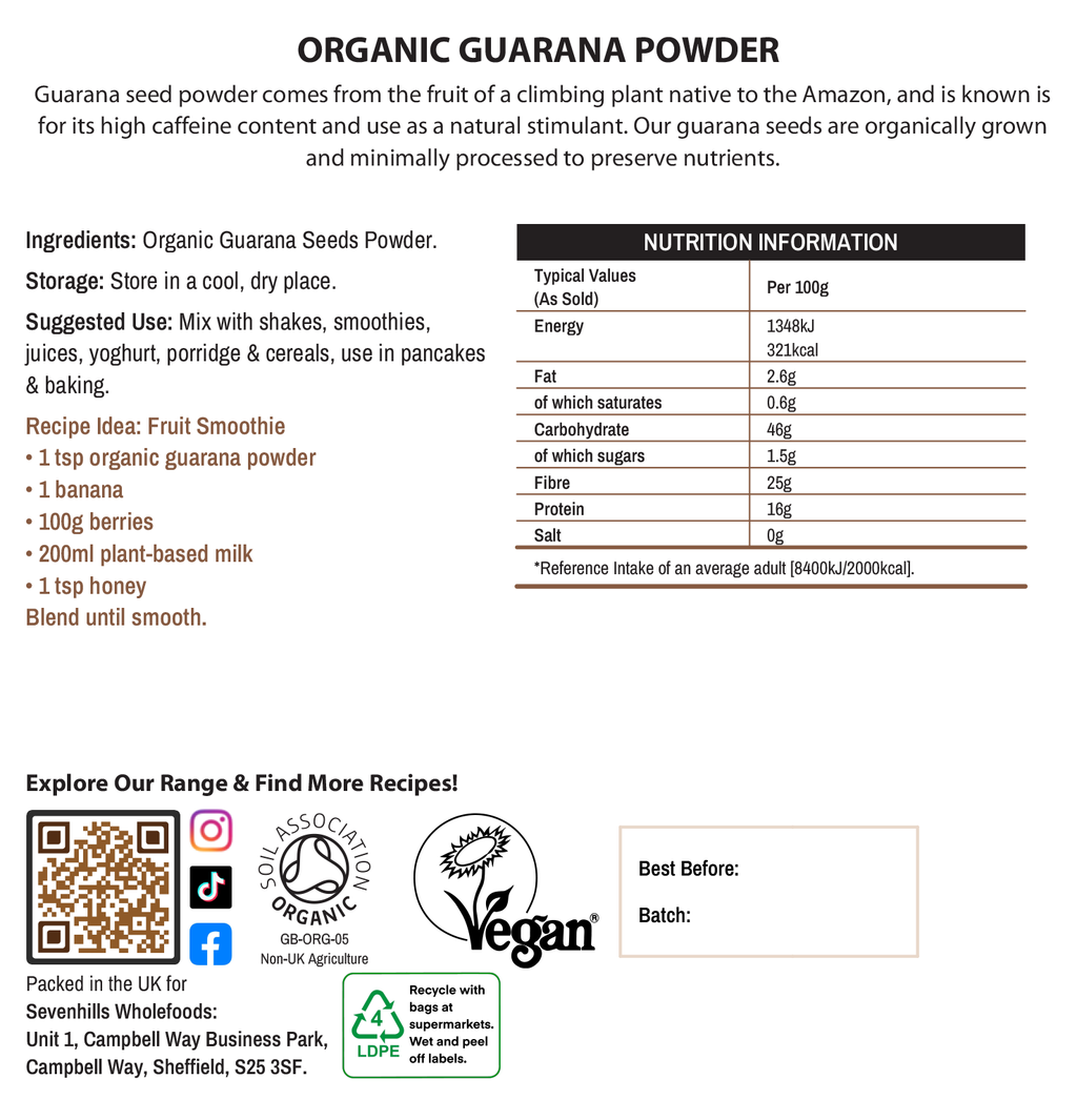 Organic Raw Guarana Powder