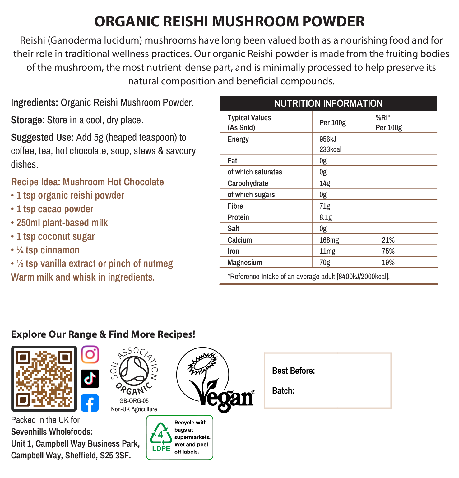 Organic Reishi Mushroom Powder