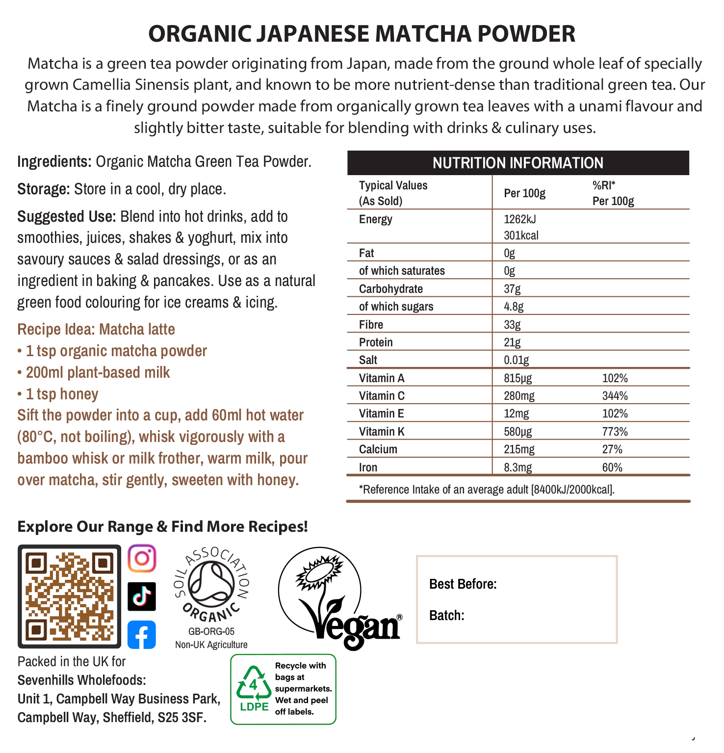 Organic Japanese Matcha Green Tea Powder