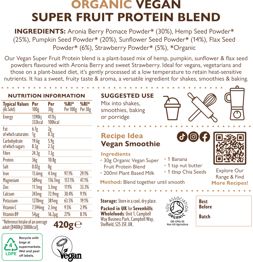 Organic Vegan Super Fruit Protein Blend