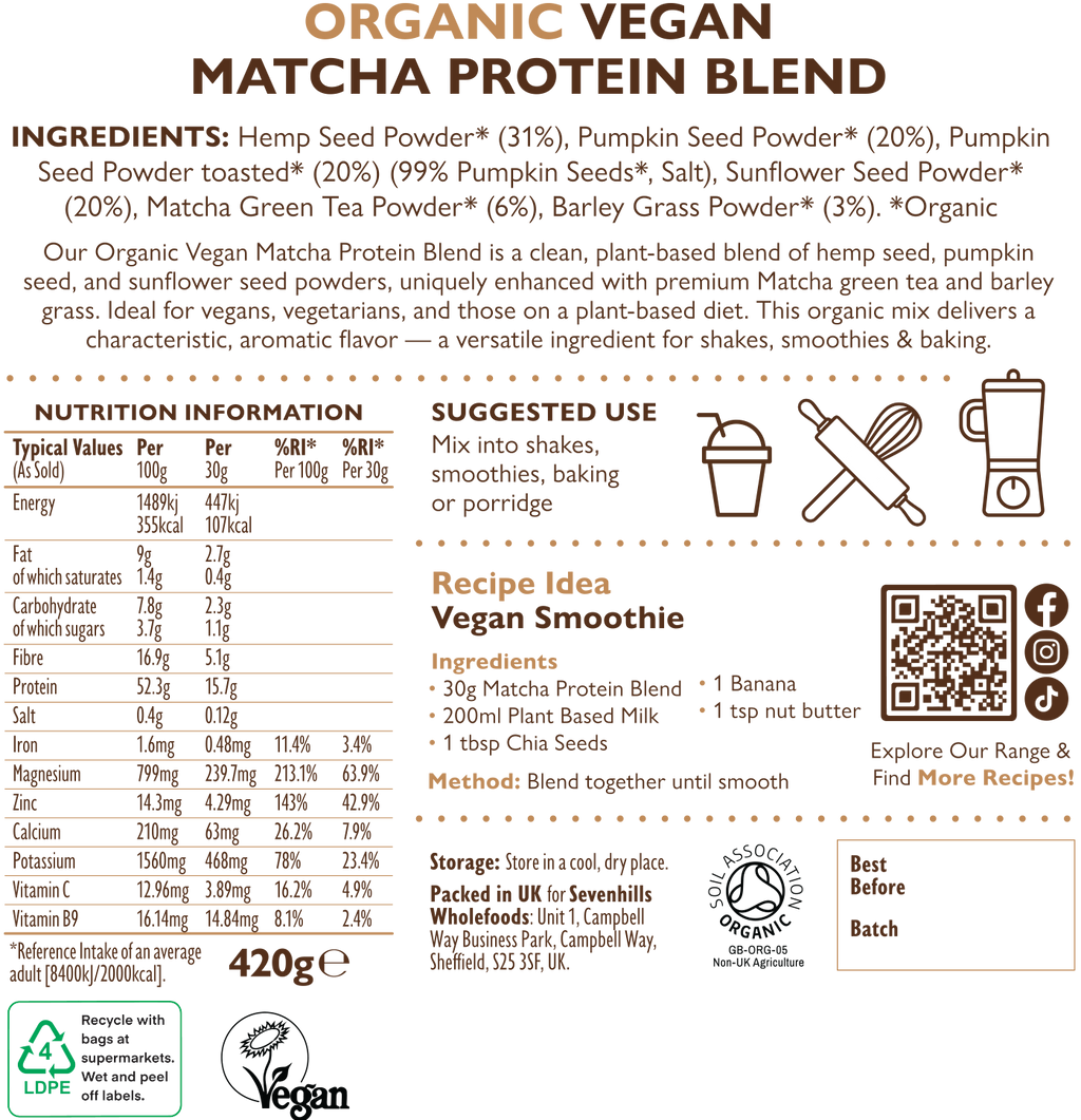 Organic Vegan Matcha Protein Blend