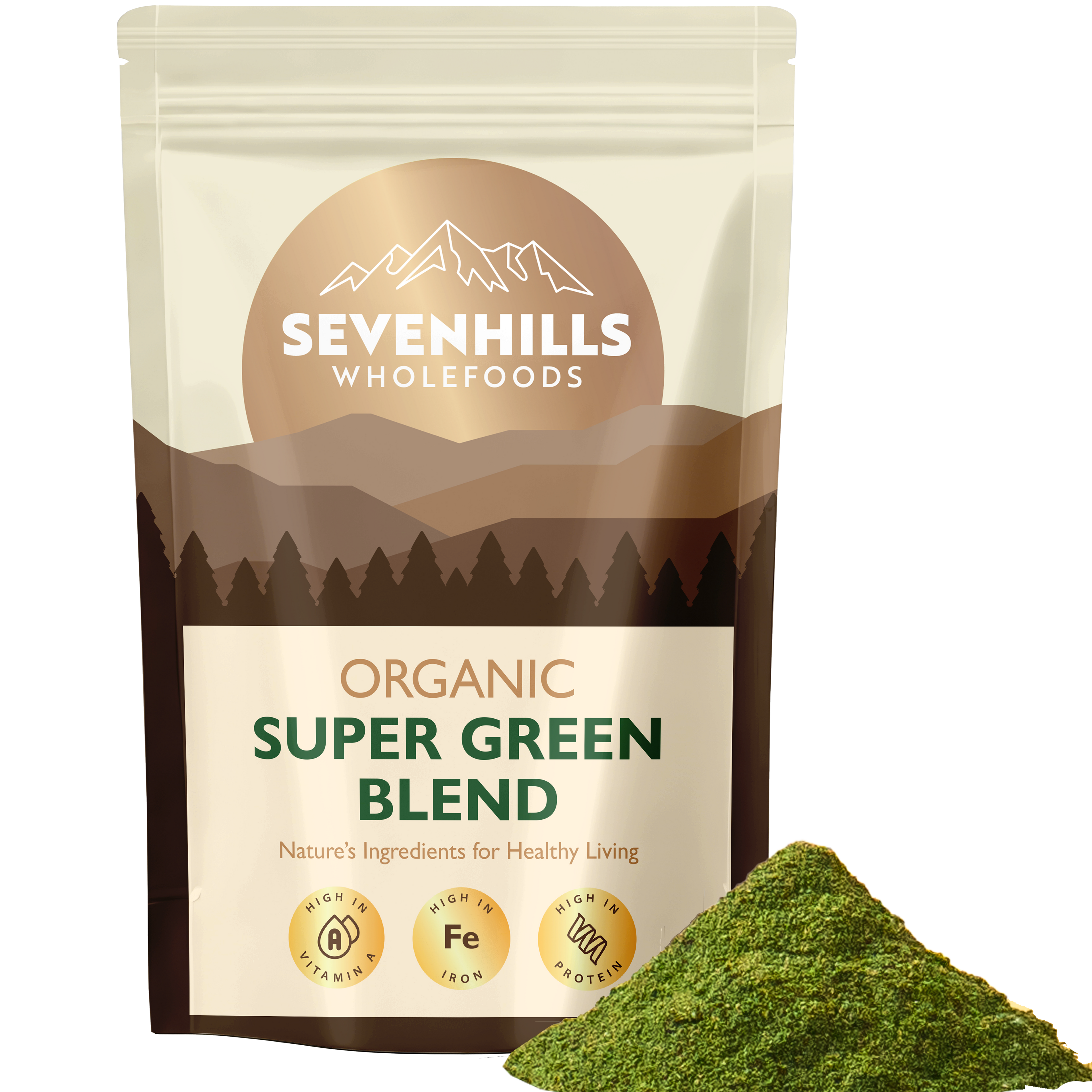 Organic Super Green Blend with Spirulina, Chlorella, Wheatgtass & Barley Grass