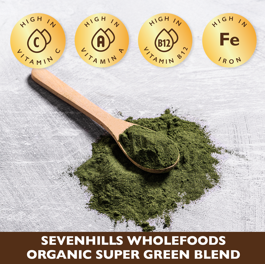 Organic Super Green Blend with Spirulina, Chlorella, Wheatgtass & Barley Grass