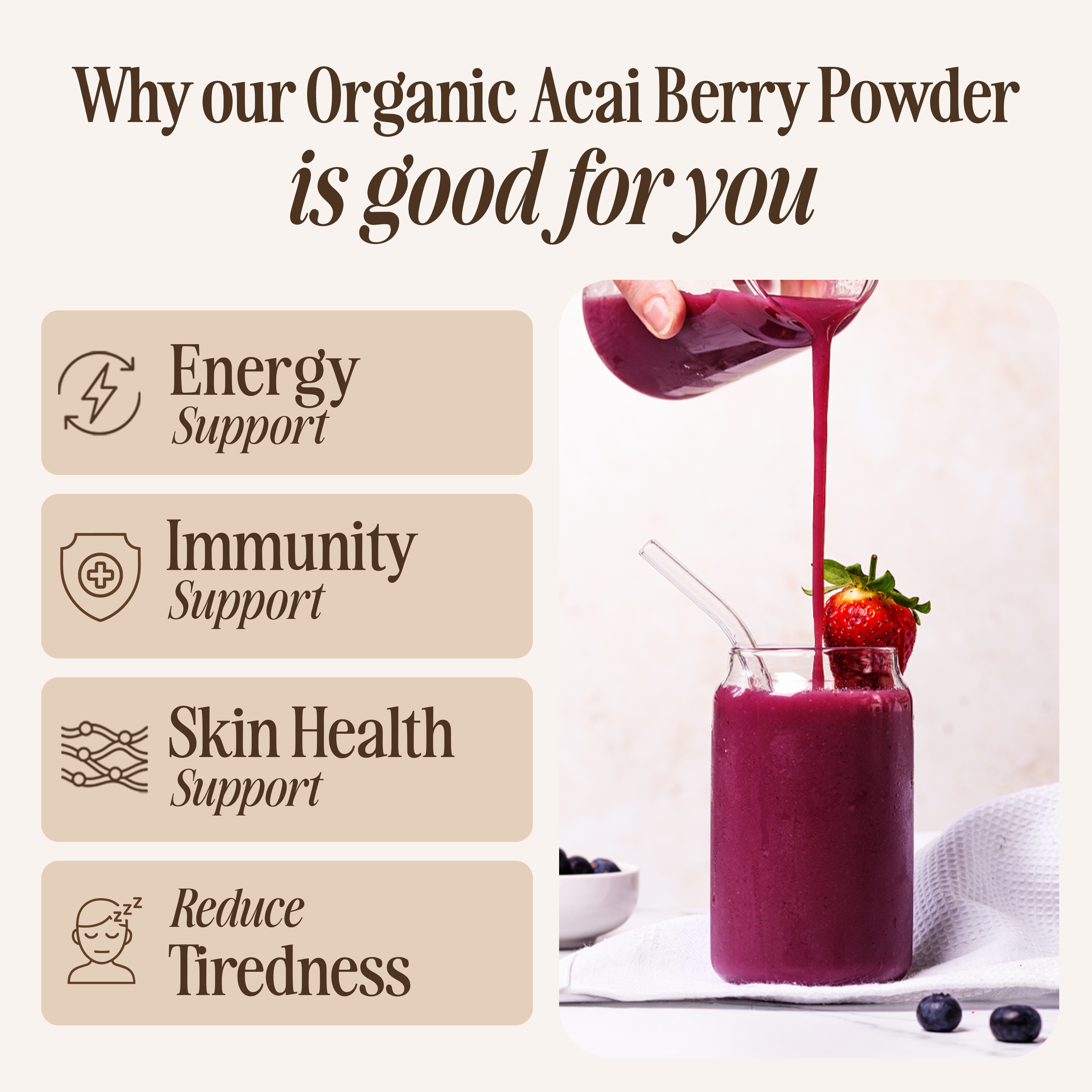 Organic Acai Berry Powder, Freeze-Dried