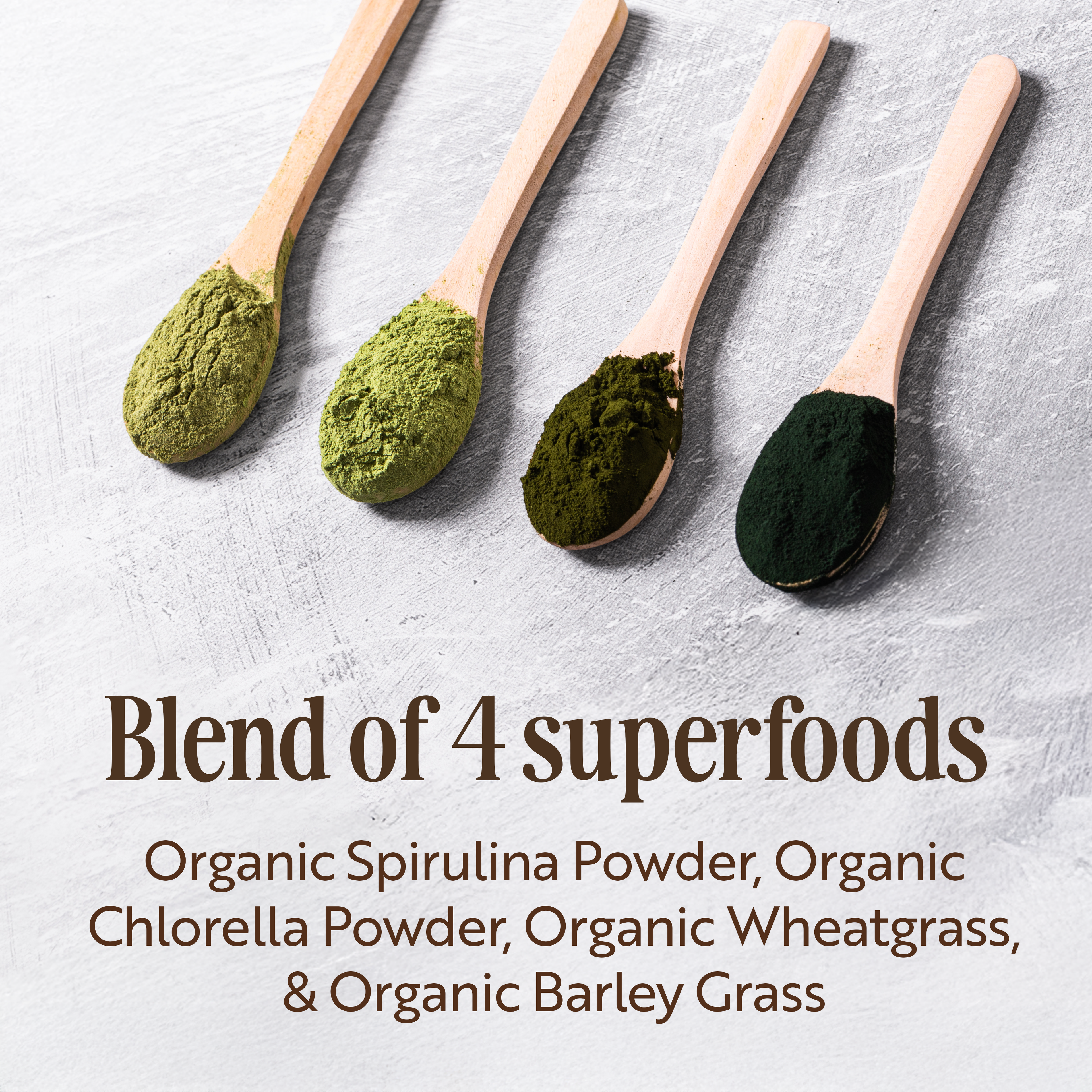 Organic Super Green Blend with Spirulina, Chlorella, Wheatgtass & Barley Grass
