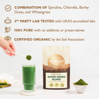 Organic Super Green Blend with Spirulina, Chlorella, Wheatgtass & Barley Grass