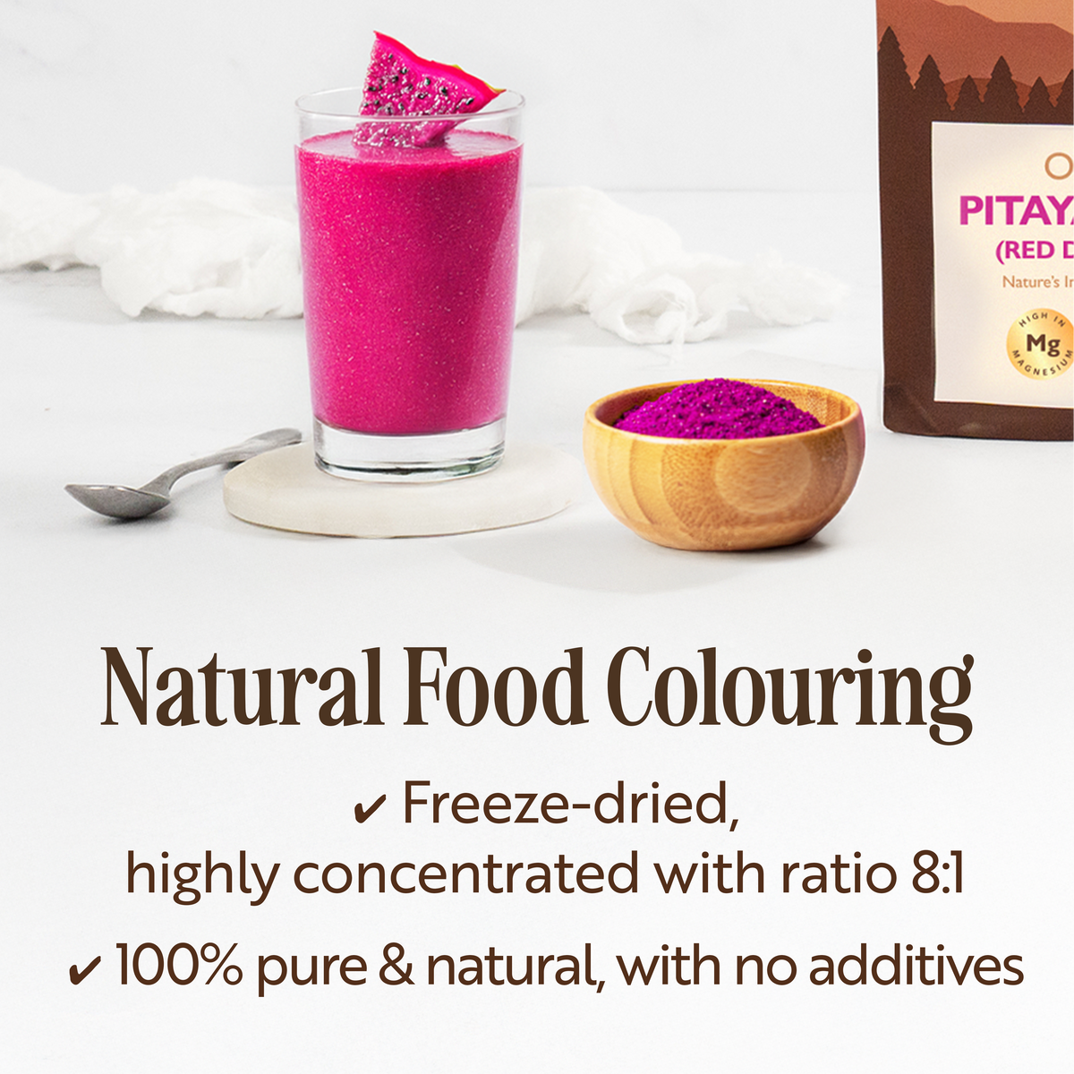 Organic Pitaya (Dragon Fruit) Powder, Freeze Dried